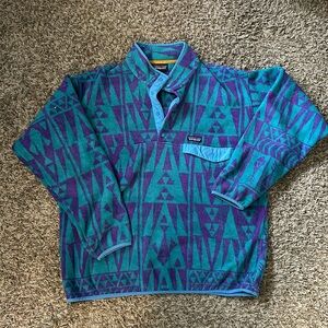 patagonia synchilla fleece pullover men’s xxl like new purple & blue